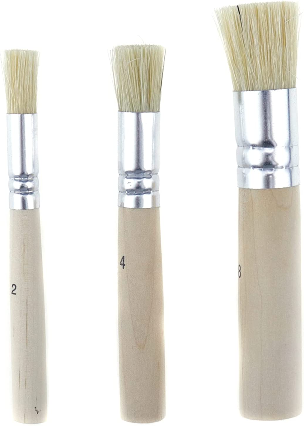 1SET/3PCS 2/4/8 Small Stencil Brushes Set,Wooden Stencil Brushes,Stencil  Brushes for Painting,Artist Natural Bristle Paint Brushes,0.66/0.50/0.33  Diameter 